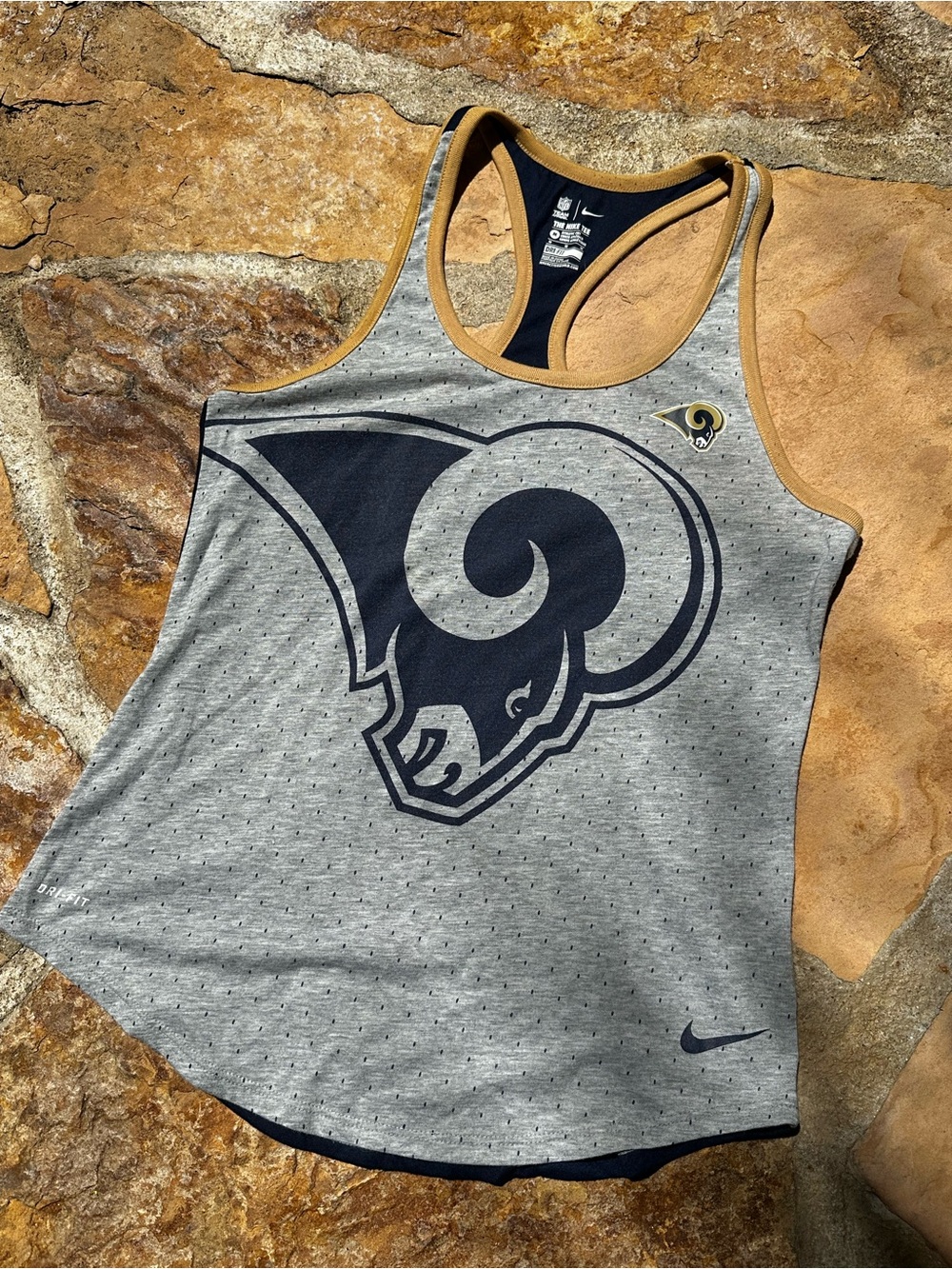 Nike Los Angeles Rams NFL Women’s Tank Top Shirt Grey, Navy Blue Size Medium